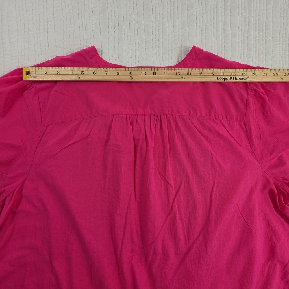 Woman Within V-Neck Tunic Top 3X (30/32) Bright Fuchsia Henley - Picture 8 of 12